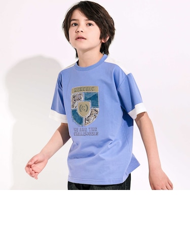 【接触冷感】プリント切替天竺Tシャツ(110~150cm)