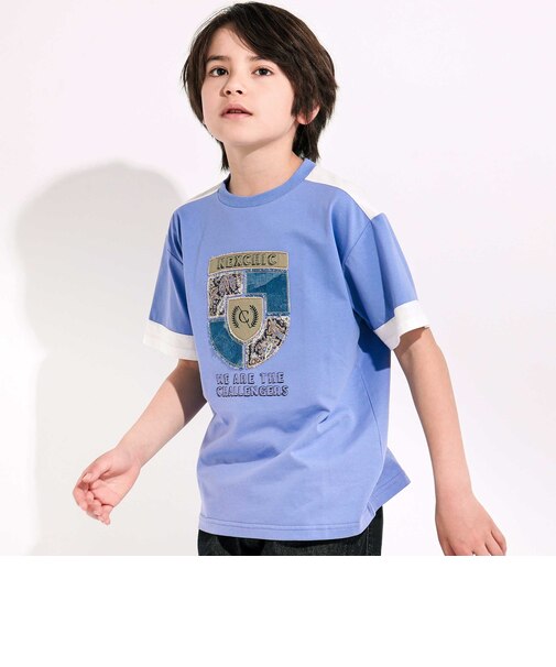 【接触冷感】プリント切替天竺Tシャツ(110~150cm)