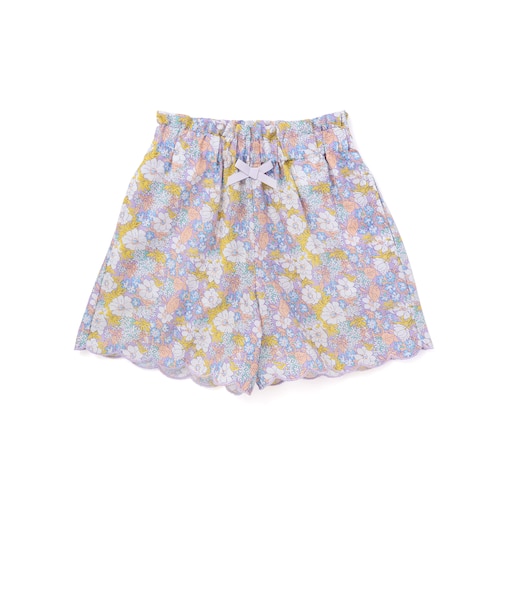 裾スカラップシャンブレー&花柄ショートパンツ(90~130cm)