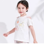 【接触冷感】肩開きフルーツパッチ半袖Tシャツ(80~130cm)