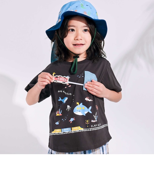 【接触冷感】海の仲間電車モチーフ半袖Tシャツ(80~130cm)