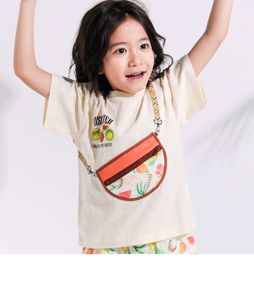 【お揃い】ポシェットトロンプイユ半袖Tシャツ(80~130cm)