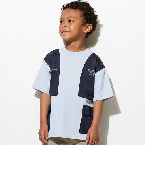 【接触冷感】メッシュ切替 ロゴBIGTシャツ(110~160cm)
