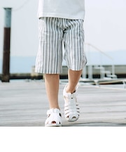 【お揃い】ナチュラルストライプハーフパンツ(90~140cm)