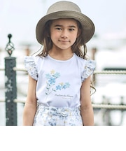 【お揃い】フラワープリントフリル袖Tシャツ(90~150cm)