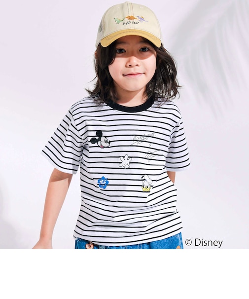 【ディズニーコレクション】キャラクター刺しゅうボーダー半袖Tシャツ(80~130cm)