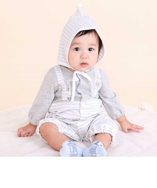 切り替え2WAYロンパース+帽子セットベビー(50-70cm)｜ベベ オンライン