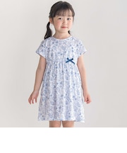 (ペチパンツ付)【お揃い】強撚スムースボタニカルレモン柄半袖ワンピース(90~150cm)