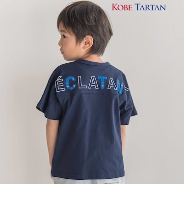 【お揃い】【神戸タータン×BeBe】チェックポケットバックロゴ半袖Tシャツ(90~150cm)
