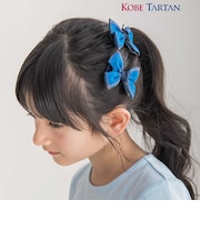 【お揃い】【神戸タータン×BeBe】チェックリボンヘアクリップ
