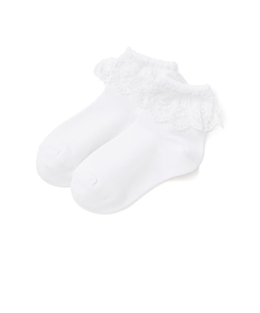【日本製】花柄スカラップレース ソックス(13~21cm)