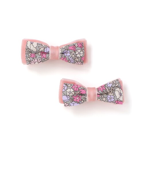 【お揃い】リバティプリント(PETAL & DAISY)ベロアリボン ヘアクリップ