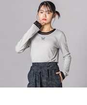 バタフライ刺しゅうシアーレイヤード風長袖トップス(130~160cm)