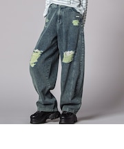 レースクラッシュバレルレッグデニムパンツ(130~160cm)