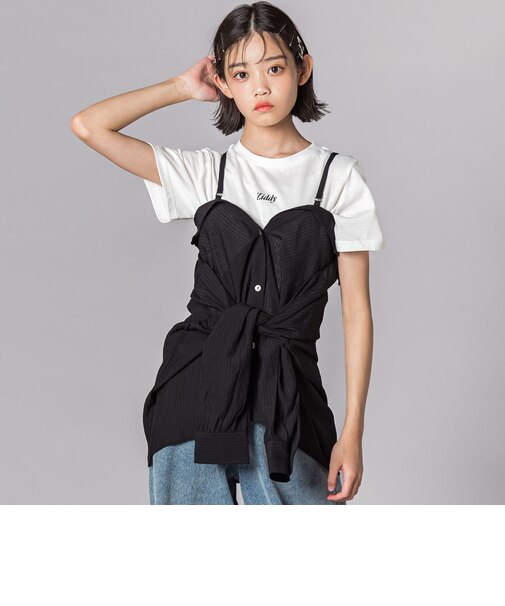 マルチウェイ長袖シアーシャツ＆半袖ロゴTセット(130~160cm)