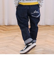 裾折り返しチェック柄ストレッチパンツ(80~130cm)