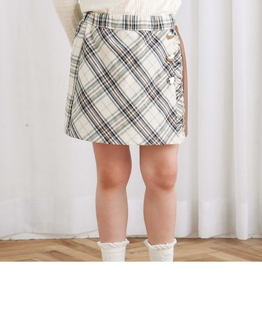 【お揃い】プリーツラップチェック柄スカパン(90~130cm)