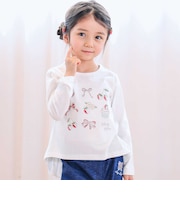 イチゴ刺しゅう裾フリル長袖Tシャツ(80~130cm)