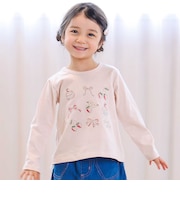 イチゴ刺しゅう裾フリル長袖Tシャツ(80~130cm)