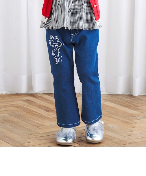 バックリボンストレッチデニムパンツ(80~130cm)