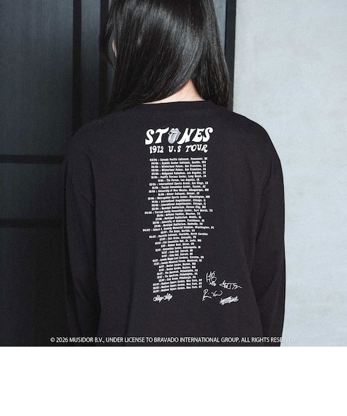 【ザ・ローリング・ストーンズxSLAP】フロントxバックロゴプリント長袖Tシャツ大人