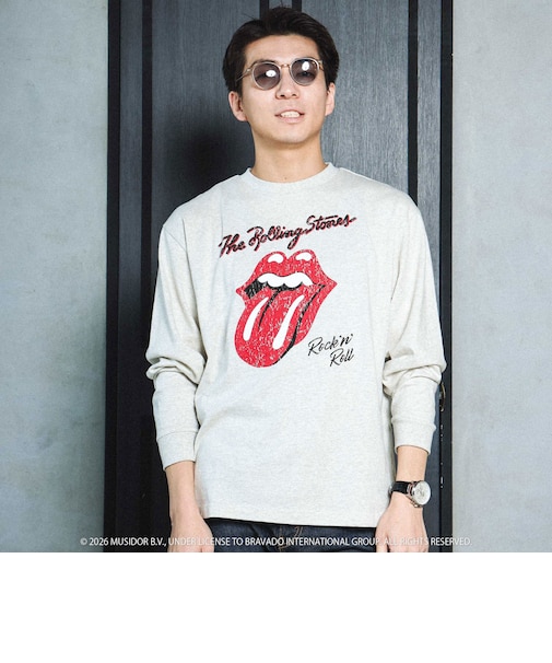 【ザ・ローリング・ストーンズxSLAP】フロントxバックロゴプリント長袖Tシャツ大人