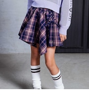サイドレースアップギャザーチェックスカパン(110~150cm)