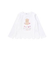 裾スカラップウサギクマネコモチーフ長袖Tシャツ(80~130cm)