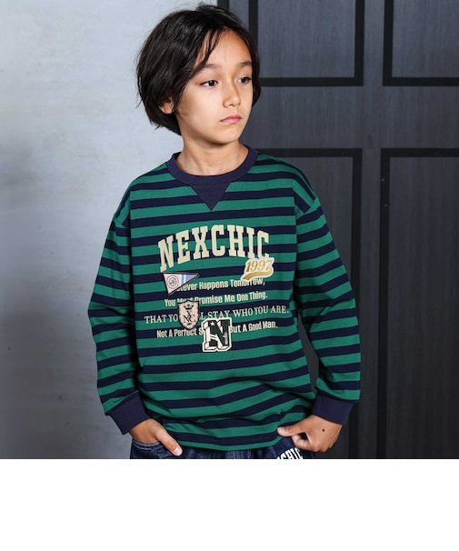 ボーダーワッペン付きTシャツ(110~150cm)
