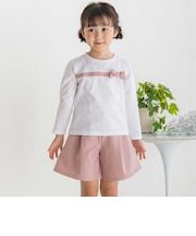 【店舗限定】リボン長袖Tシャツ＋キュロットセットアップ(95~150cm)
