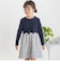 【店舗限定】リブ＋ネル花柄ドッキング長袖ワンピース(95~150cm)