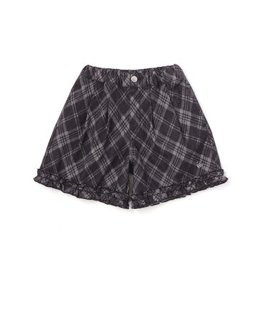 【店舗限定】チェック柄デニムキュロットパンツ(95~150cm)