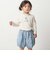 フリル襟針抜きテレコ長袖Tシャツ+フリルブルマ セット(80~90cm)