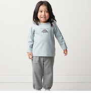 恐竜刺しゅうスムース長袖Tシャツ+ムラ染めジョガーパンツ セット(80~90cm)