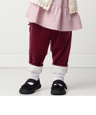ニットコール裾花柄ロングパンツ(80~90cm)