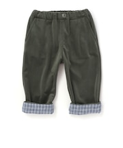 ニットコール裾チェックロングパンツ(80~90cm)