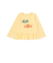【抗菌・防臭】キャンディプリント裾フリル天竺長袖Tシャツ(90~130cm)