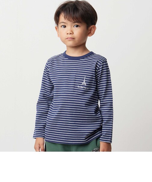 【抗菌・防臭】ワンポイント刺しゅう天竺長袖Tシャツ(90~130cm)
