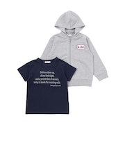2WAYフードパーカー＆ロゴ半袖Tシャツセット(110~160cm)
