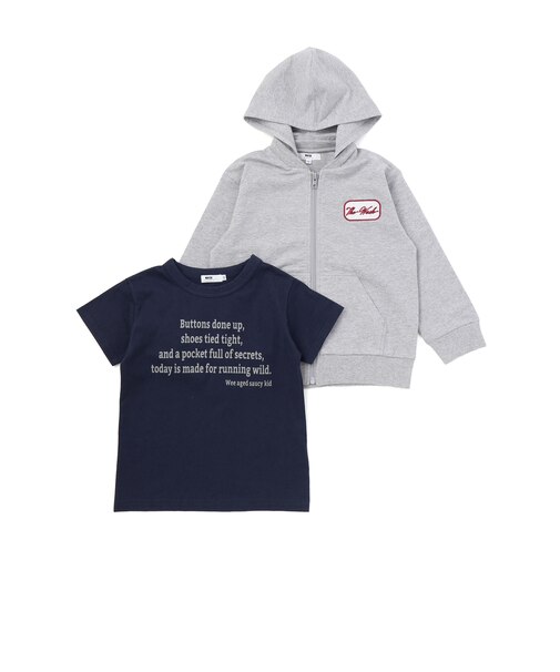 2WAYフードパーカー&ロゴ半袖Tシャツセット(110~160cm)