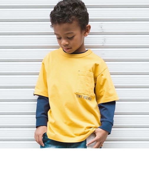 ワークポケット半袖Tシャツ＆袖ロゴロンTセット(100~160cm)