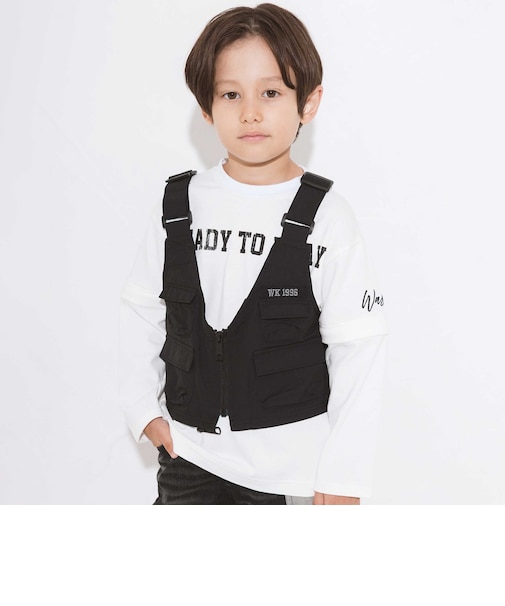 ベスト⇔バッグ 2WAYハンティングベスト＆長袖Tシャツセット(110~160cm)