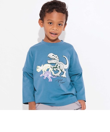 2WAYティラノサウルス刺しゅうビッグTシャツ(80~160cm)