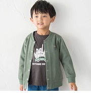 カノコ長袖カーディガン+天竺ドライビングプリント半袖Tシャツ セット(90~140cm)