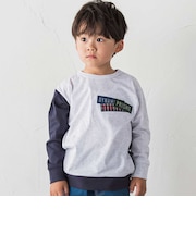 ランダム配色ワッペン刺しゅう長袖Tシャツ(90~160cm)