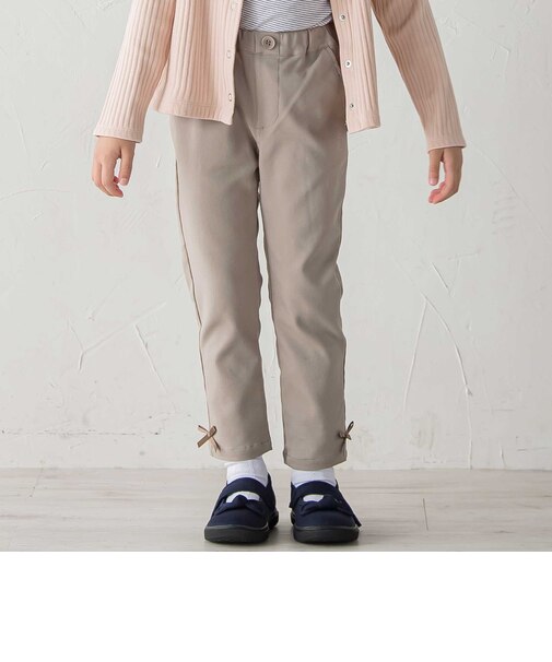ストレッチツイル裾リボンスリムロングパンツ(90~160cm)