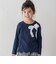 グログランBIGリボンモチーフ裾スカラップ長袖Tシャツ(90~160cm)
