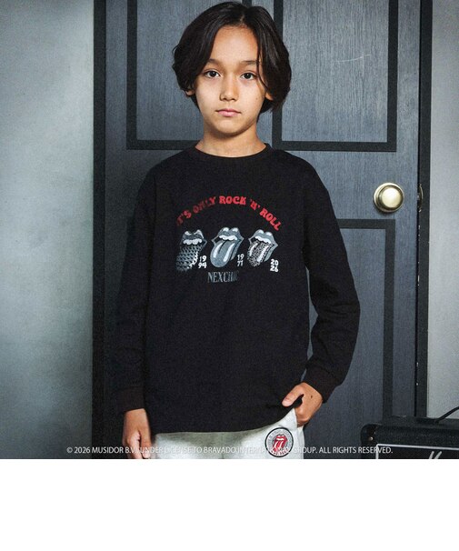 【ザ・ローリング・ストーンズxNEXCHIC】天竺フロッキープリントTシャツ(110~150cm)