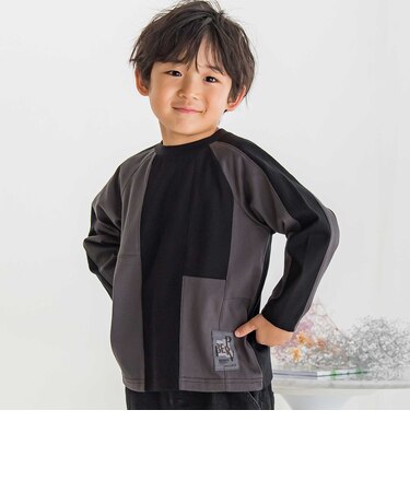 【店舗限定】配色切り替えラグランロングTシャツ(95~150cm)