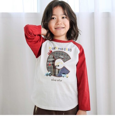 ロゴパッチ刺しゅうラグラン長袖Tシャツ(80~130cm)